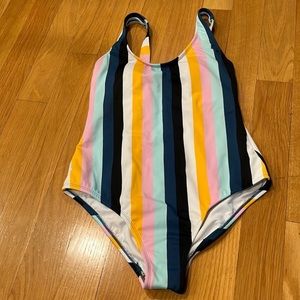 NWT Kona sol striped one piece swim suit size medium.